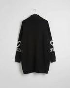 Robe pull col roulé chocolat femme de dos