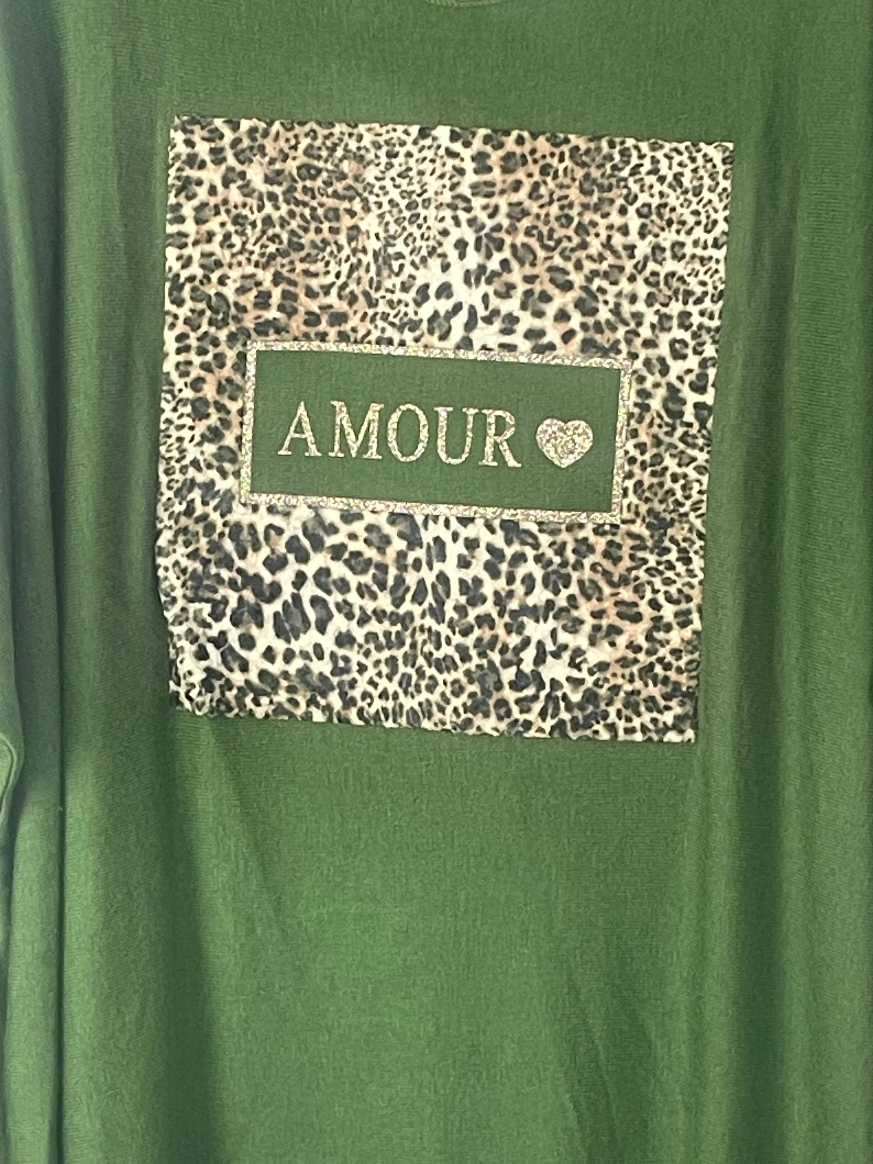 Pull oversize Amour léopard vert