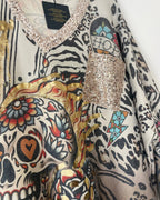 Vue face du pull Calavera d’Or motif crâne floral – made in Italy