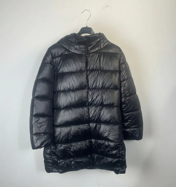 Doudoune noire mi-longue femme avec capuche amovible – Mam’s Ailes