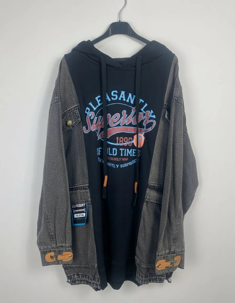 sweat capuche tendance gris  - mamsailes