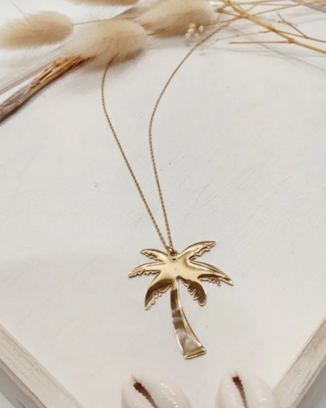 Collier palmier doré en acier inoxydable – bijou femme – Mam’sailes